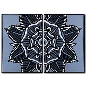 BLACK/GREY ‘GEO FLOWER’ CANVAS SET (60x90cm)