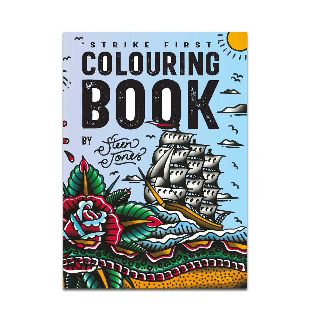 ‘STRIKE FIRST’ COLOURING BOOK – Steen Jones